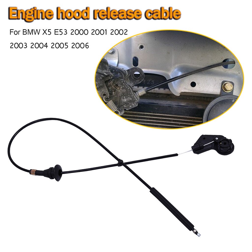 For X5 E53 Engine Hood Release Cable / Bowden Cable Wire 51238402615 2001-2006 For X5 3.0i Sport Utility 4-door #YL1: Default Title