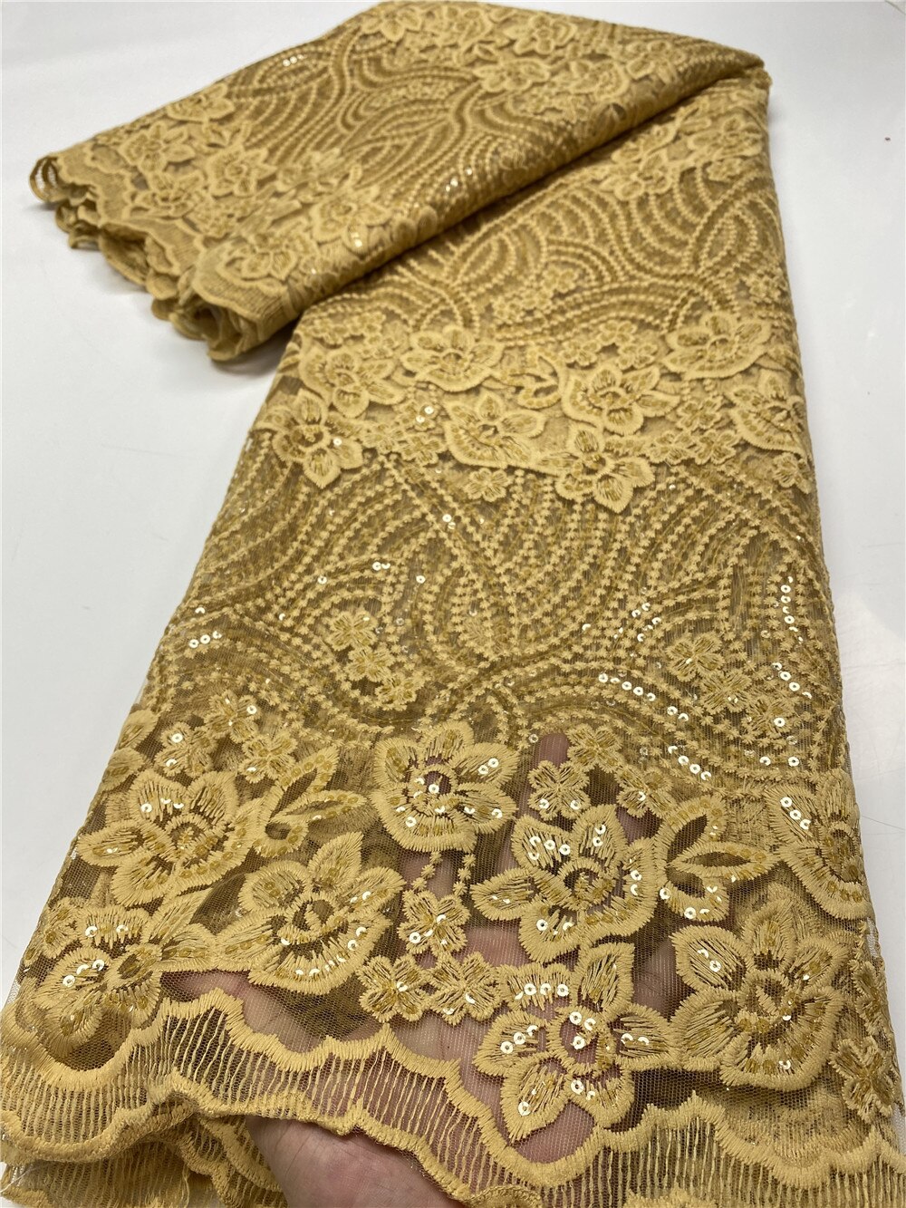 French Net Lace Fabric Lace Latest African Lace Fabric Embroidery Nigerian Mesh Tulle Lace Fabrics YA3563B-5