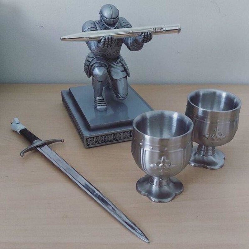 Kontor tilbehør organisator pen stativ pen holder holder ridder pen holder knight knælende pen holder til kontor desk arrangør