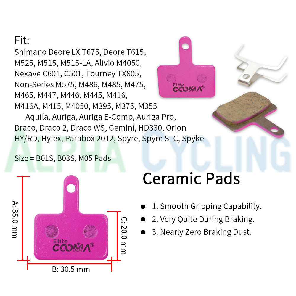 4 paires Plaquettes De Frein À Disque en Céramique pour Shimano B01S B03S M05, MT200 MT400 MT500 M375 M395 M416 M446 M445 M486 M485 M475 M515 M525