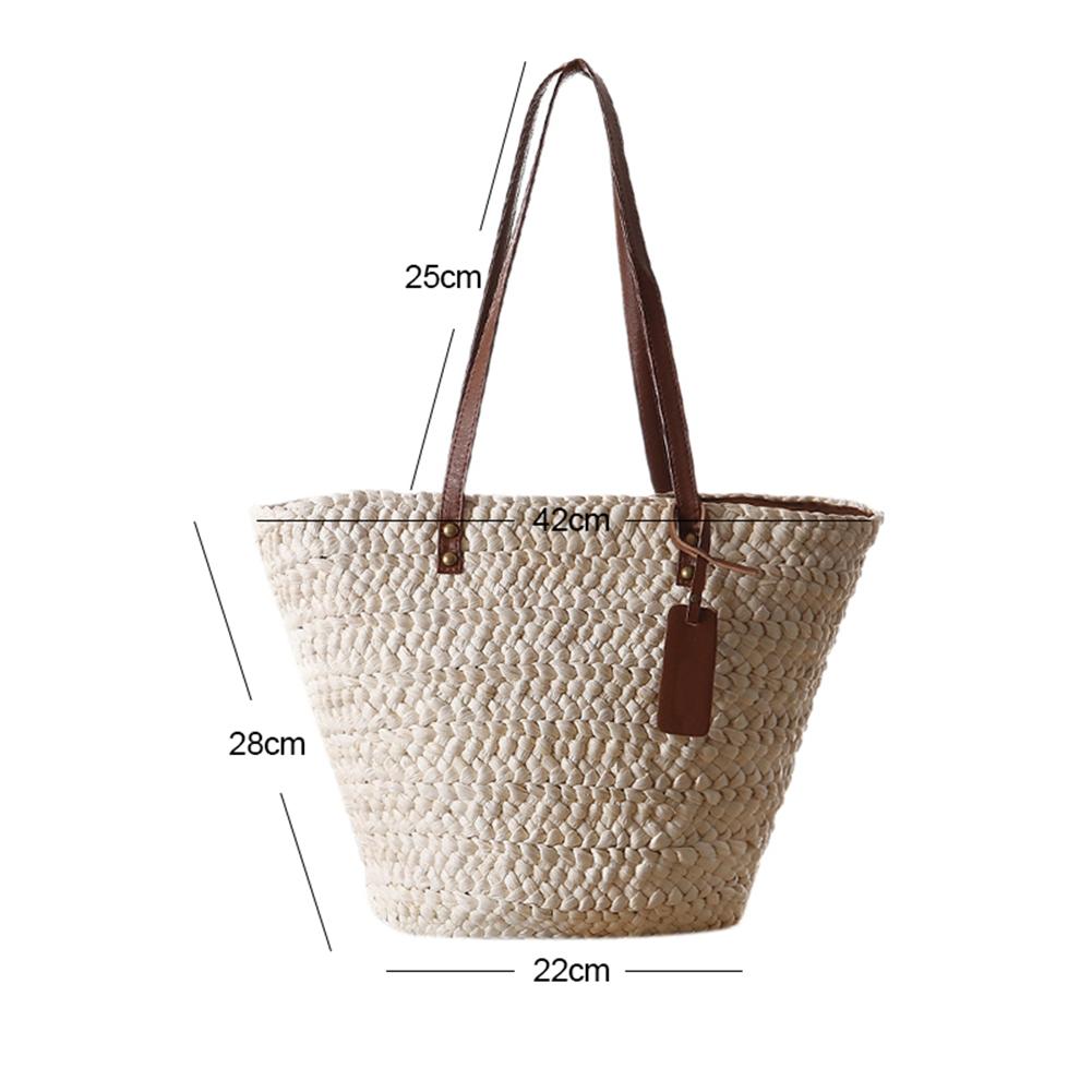 Women Summer Single Shoulder Beach Straw Bag Simple Fashionable Woven Bag Casual Bag Beach Bag Bohemia Style Handbag