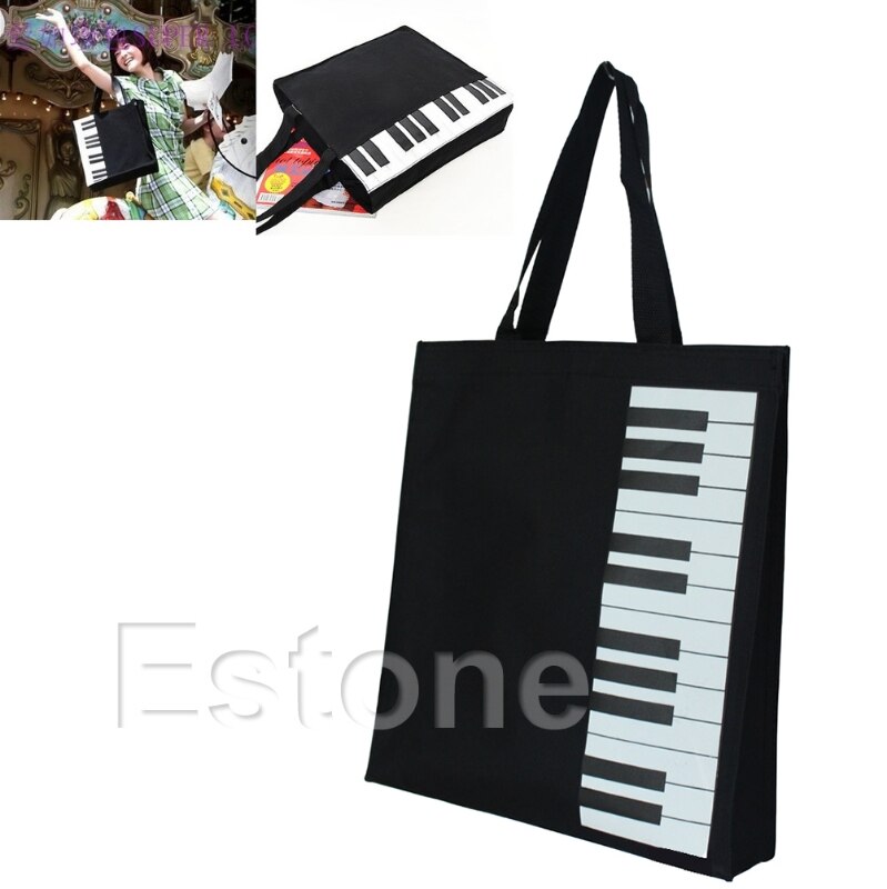 chaude noir Piano clés musique sac à main fourre-tout sac à provisions sac à main