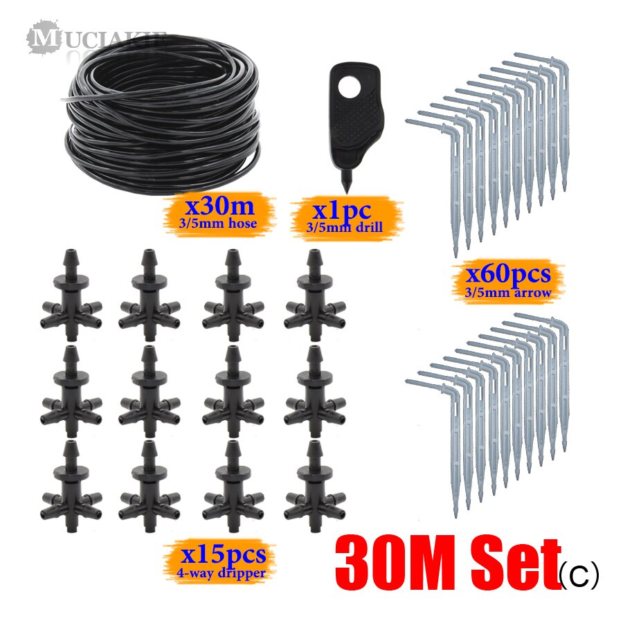 MUCIAKIE 5-Way Water Emitter System Kits 3/5mm PVC Hose Home Balcony Drip Irrigation Set Greenhouse Dripper: CxAB685C