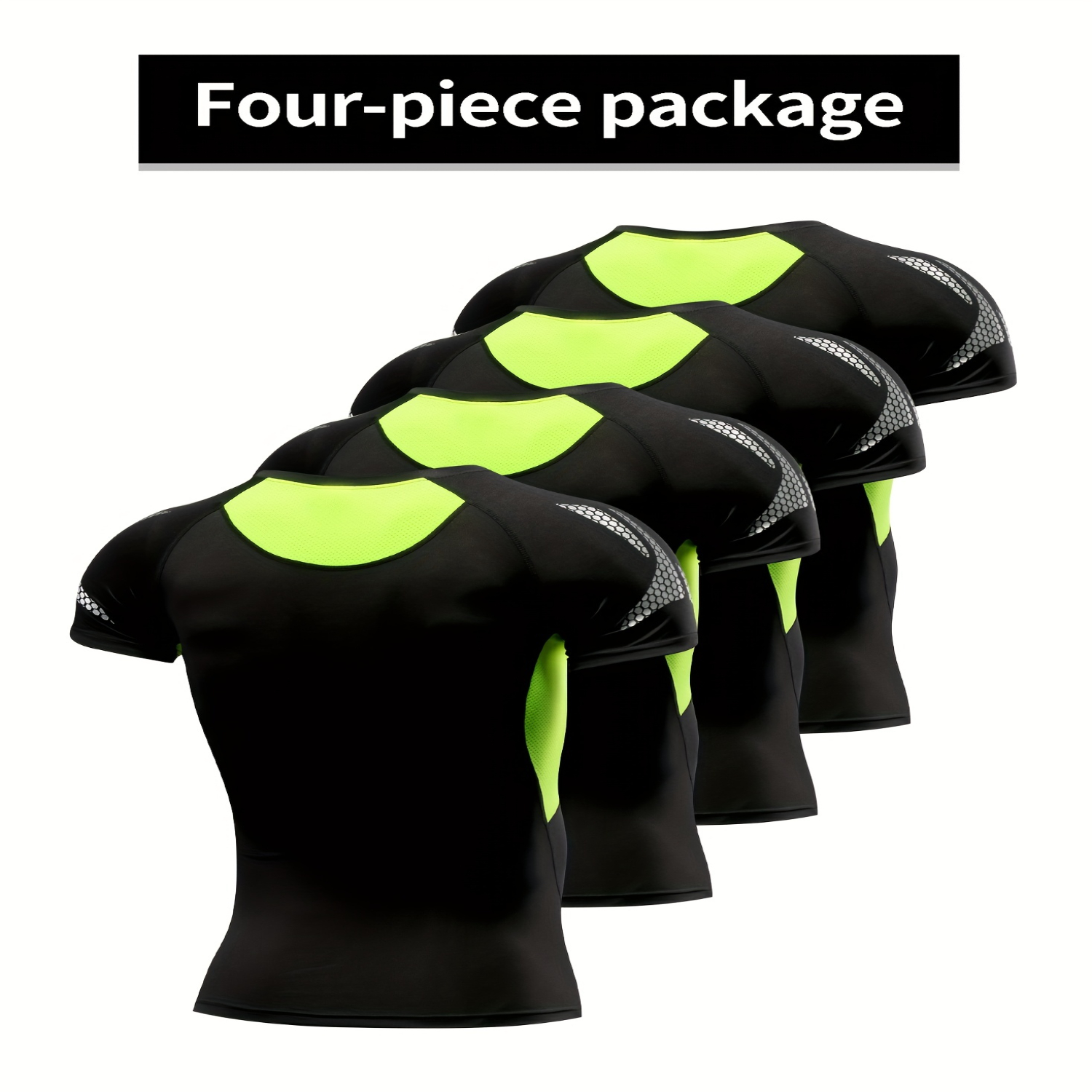 Sudadera deportiva de secado rápido para hombre, 4 Uds., compresión atlética transpirable, cuello redondo, mangas cortas para gimnasio al aire libre, correr y Fitness