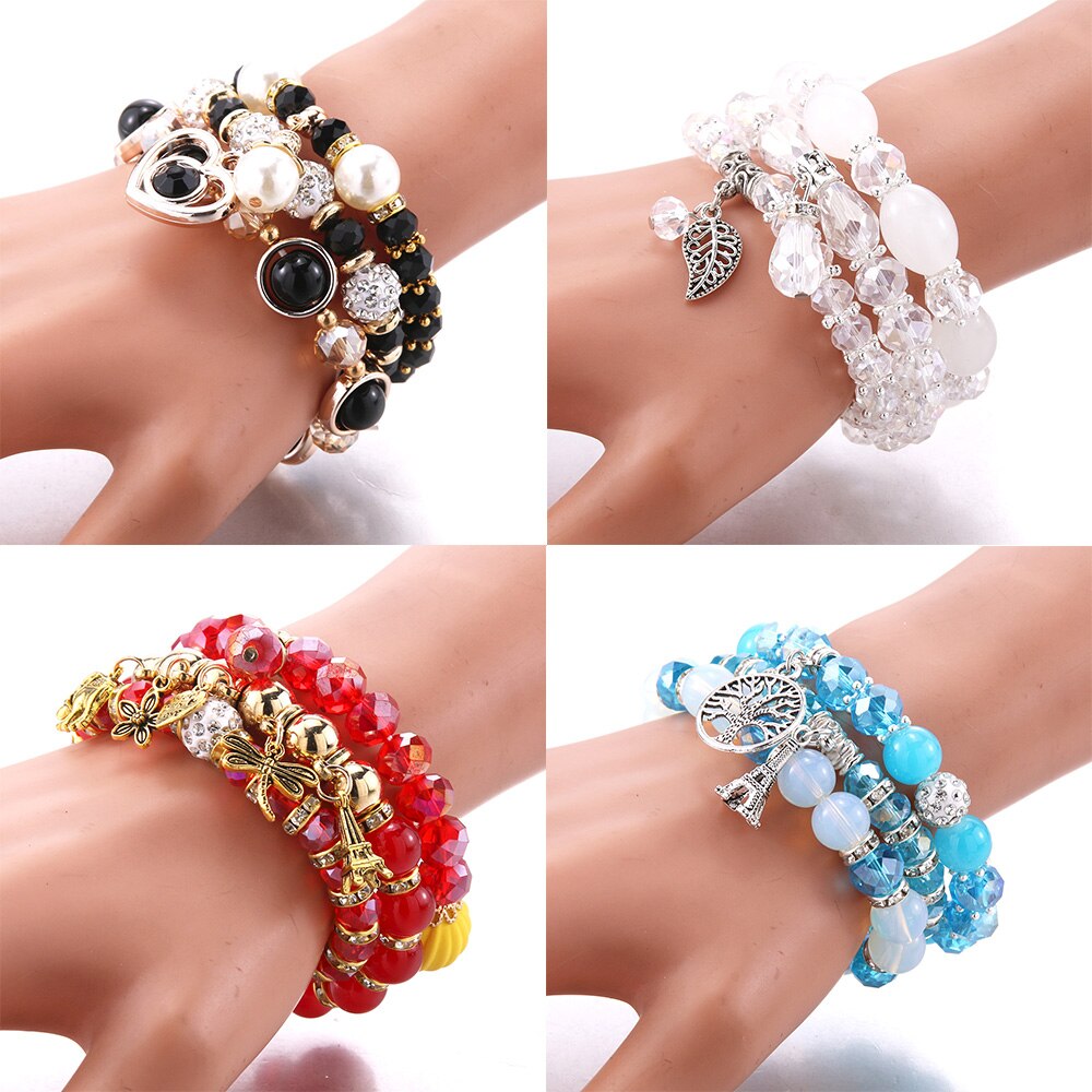 Bohemian Trend Women's Beaded Bracelet 3Pcs Mixed Color Resin Bracelet For Men's Luxury Jewelry Party Birthday