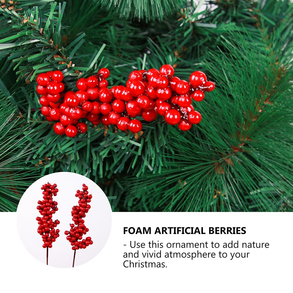 6pcs Chrismas Tree Red Berries Chic Practical Xmas Berries Decoration Artificial Berries for Xmas Tree Shop Party A50