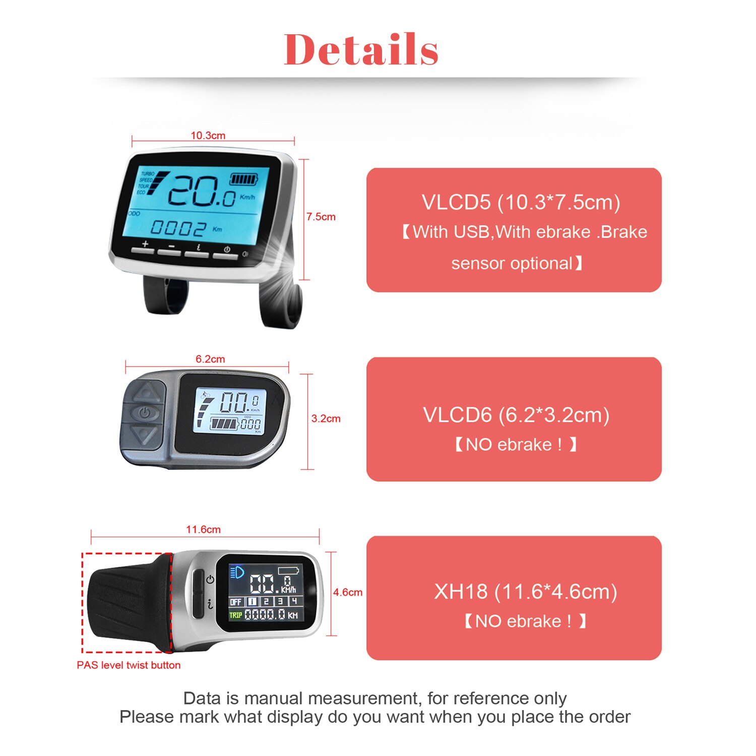 6PIN Electric Bike LCD Display XH18 for 36V 48V tsdz2 tongsheng Mid Drive Motor Ebike Conversion kit