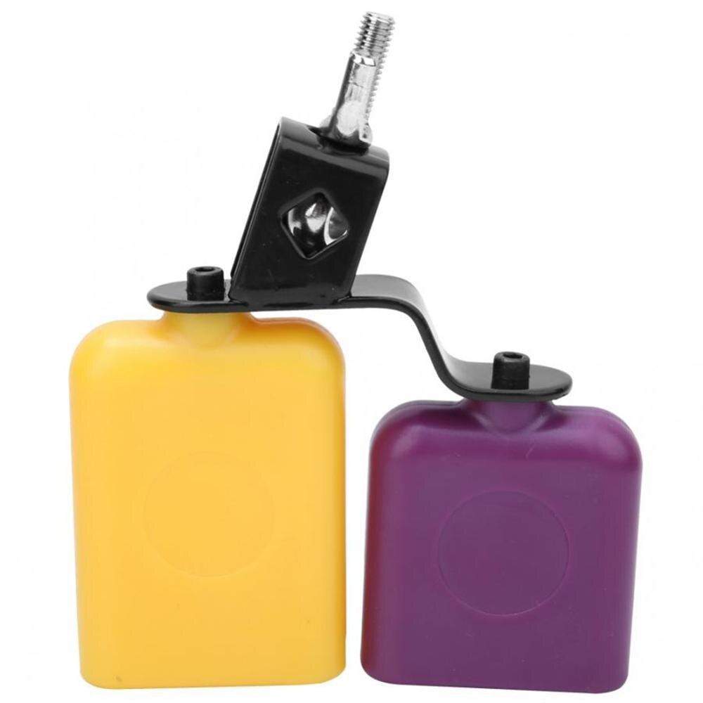 CB30 Yellow and Purple Cowbell Square ABS Plastic Fish Cow Bell High and Low Pitch Cattle Percussion Instrument