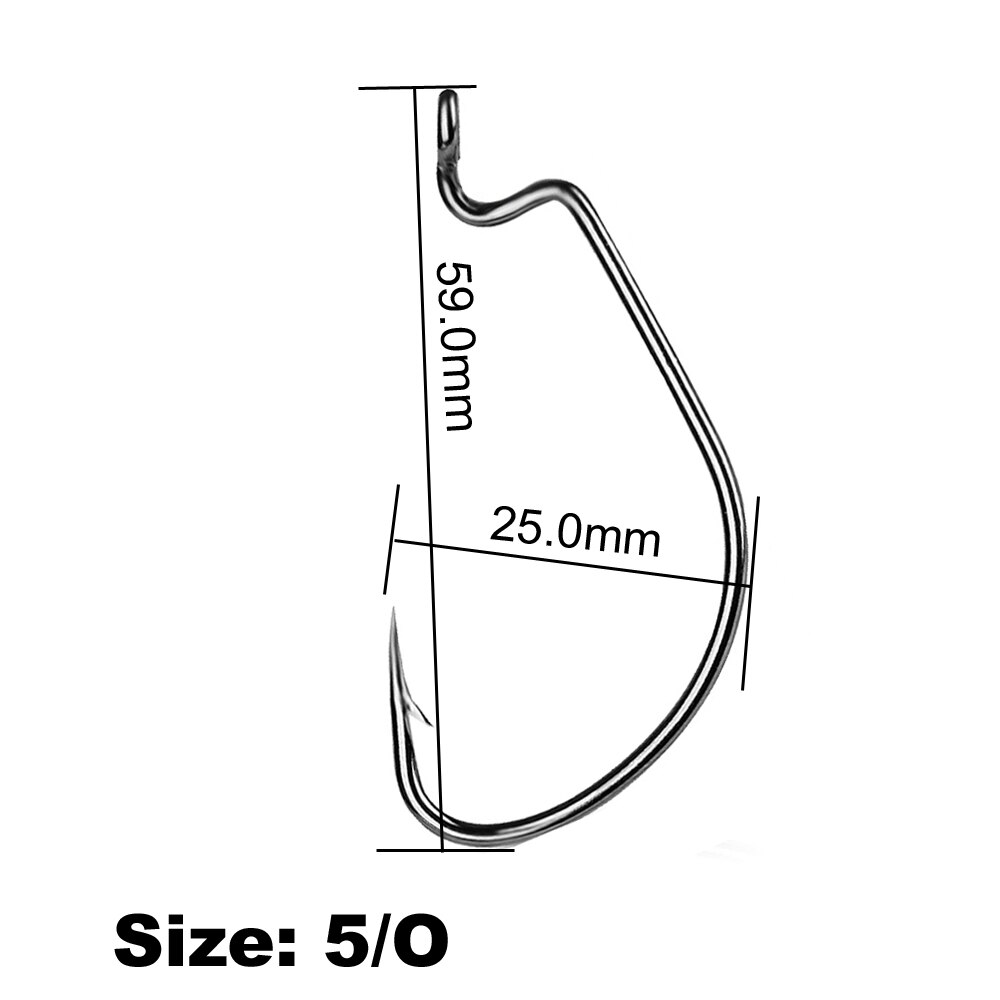 50 stk / mye størrelse : 6#--5/ o fiske krok karbon stål avlet sveiv offset fiskehake til myk orm lokke bass pigg karpe fiske: 5o