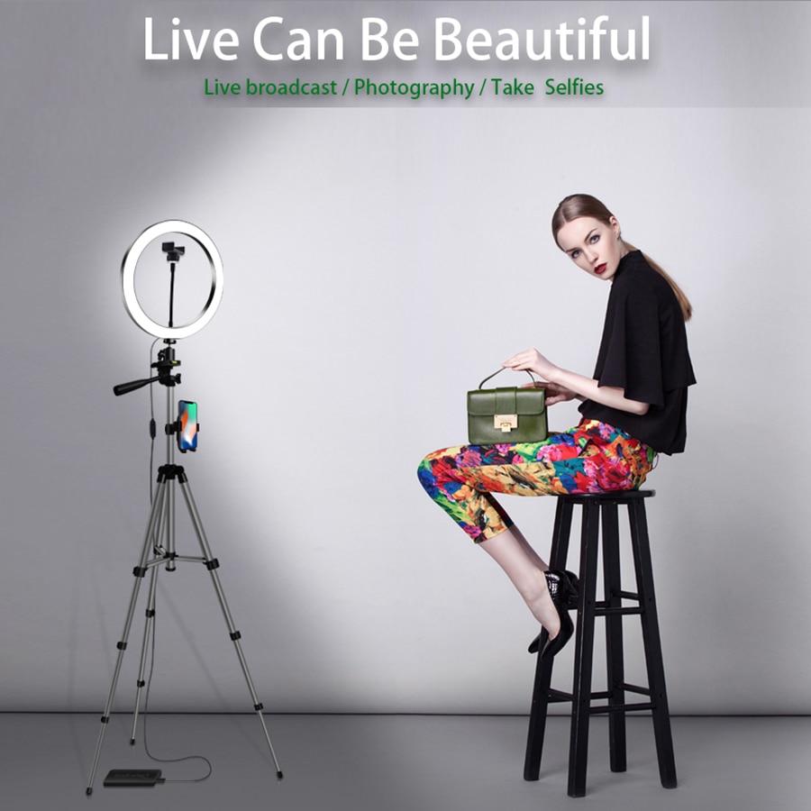 26CM LED Ring Light Photography Kit Photo Studio Camera Light Makeup Video live Selfie Fill Lamp with Phone Clip Holder Tripod