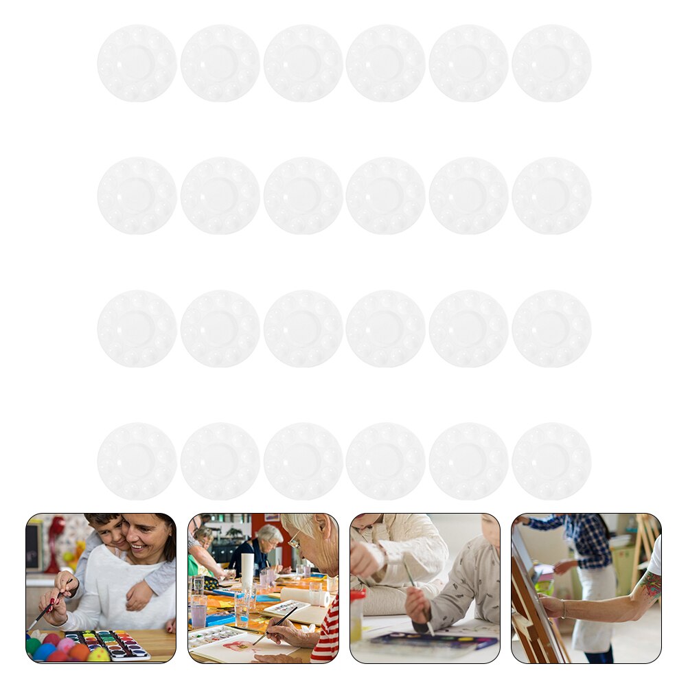 24Pcs Paint Pigment Tray Pigment Pallet Color Mixer Plate Art Student Pallet for School: Default Title