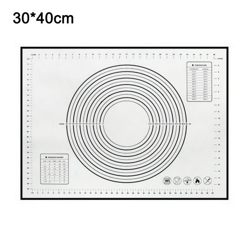 Siliconen Gebak Mat Bakken Matten Met Meting Non-stick Bakken Teller Panel Deeg Rollen Sheet Voor Pizza Taart Keuken gereedschap: 30x40cm Black