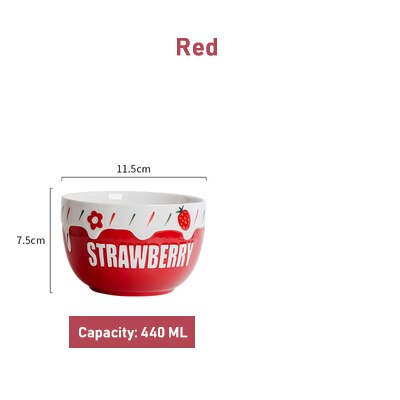 Salad Ceramic Bowls Hand Paint Strawberry Bowl Pasta Fruit Cuit Cereal Bowl Strawberry Salad Bowl Tableware Kitchen Cooking Tool