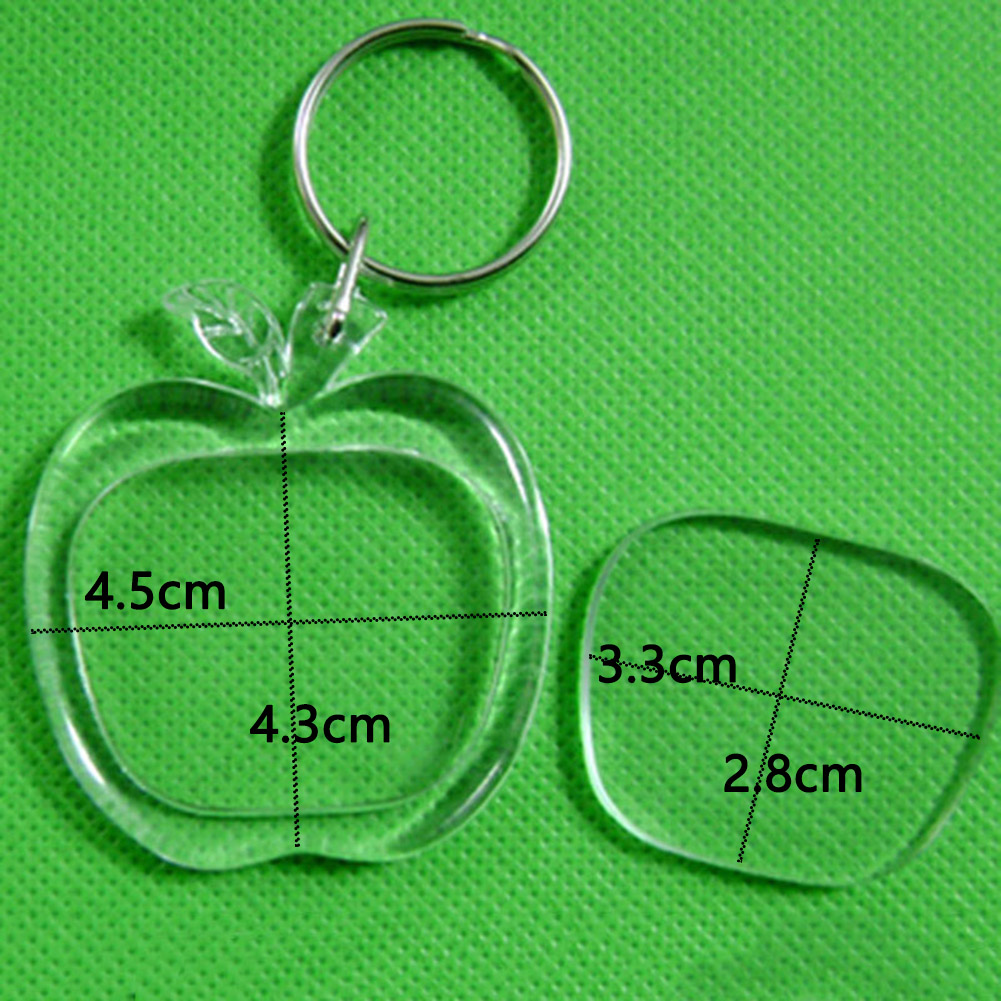 Photo Frame Keychian Acrylic Rectangle Insert Picture Frame Keyring Key Holder DIY Split Ring for Women Ladies Girls: Red