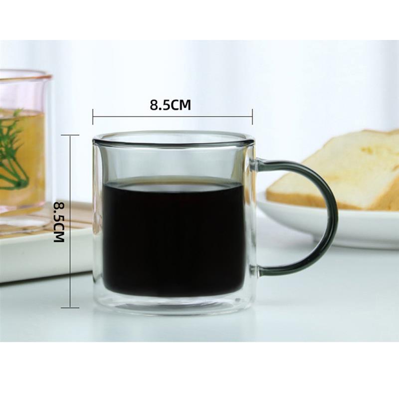 Glass Coffee Mug Heat-resistant Glass Mug Double Wall Insulated Mug with Handle Beer Mug Tea glass Whiskey Glass Cups Drinkware