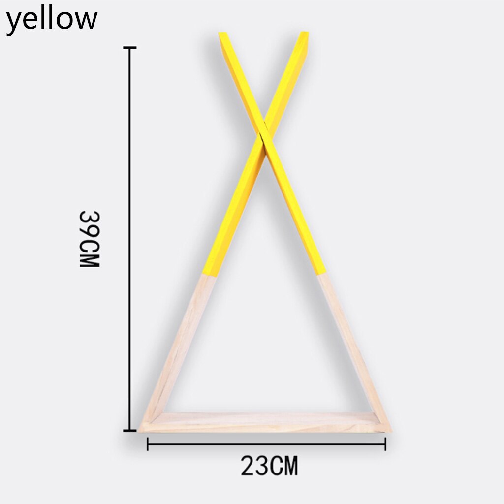Houten Driehoek Muur Frame Ambachten Opslag Houders Rekken Huis Versieren Plank Display Living Kinderkamer Slaapkamer Opbergrek: Yellow