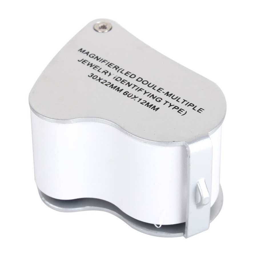 30X 60X Magnifying Loupe Jewelry Jewelers Pocket Magnifier 2 LED Lights