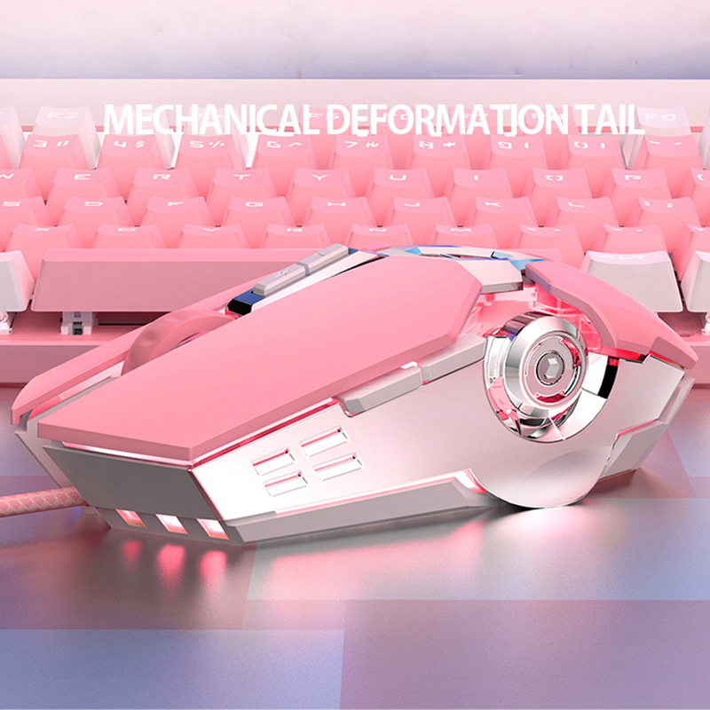 Wired Gaming Pink Mouse Mute RGB Gamer USB 7 Buttons Mice Ergonomic Game Mouse For Desktop Laptop Optical Office Computer Mouse