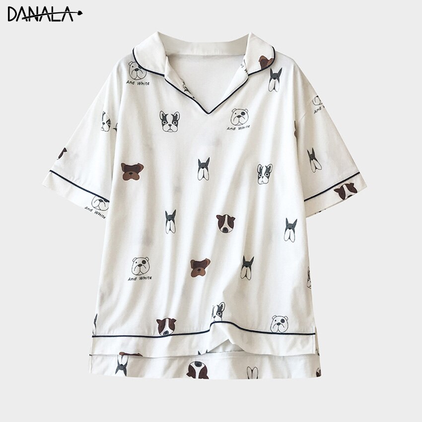 Danala Sexy Katoen Vrouwen Nachtkleding Sets Zomer Dieren Print Soepel Korte Mouw Pyjama Sets Vrouwen Vogue Homewear Nachtkleding