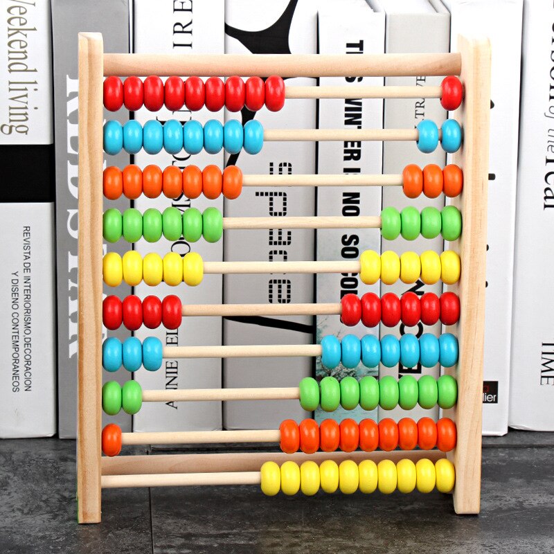 Brinquedos educativos de madeira crianças ábaco aritmética iluminação e educação precoce colorido rack de computação digital
