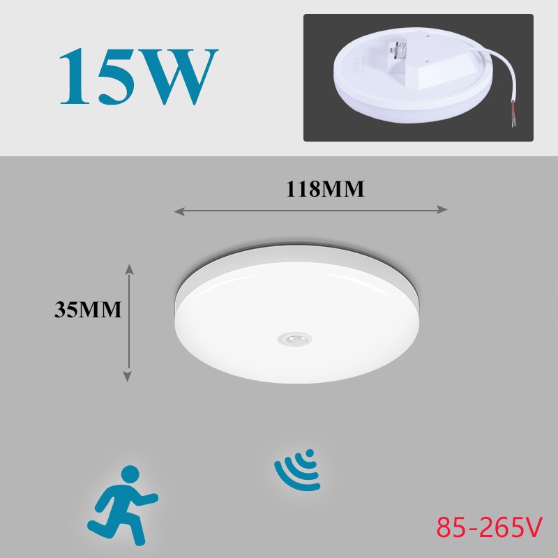 Moderne LED-deckenleuchte PIR Bewegung Sensor Decke Lampe 20W 30W 40W Clever Heimat Leben Sensor Licht flure Flur AC85-265V: 15W Sensor Lampe / warm Weiß