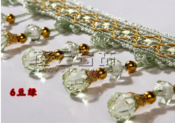 12 meter / masse 7.5cm bredde kvast frynser trim græskar krystal beaded bånd til syning af gardin tilbehør blonder dekoration  nl962: Grøn