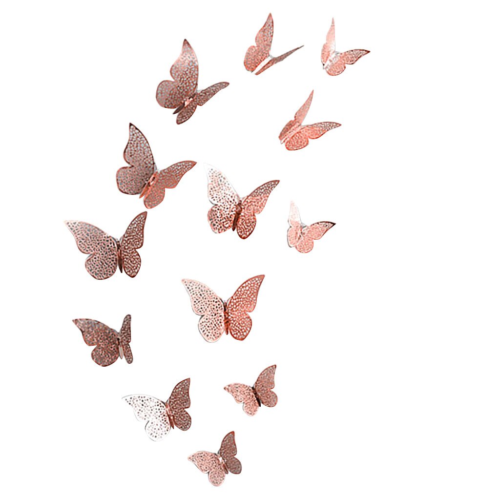 12 pièces papillons Stickers muraux autocollants autocollants sur le mur nouvel an décorations pour la maison 3d papillon Pvc papier peint pour salon: B