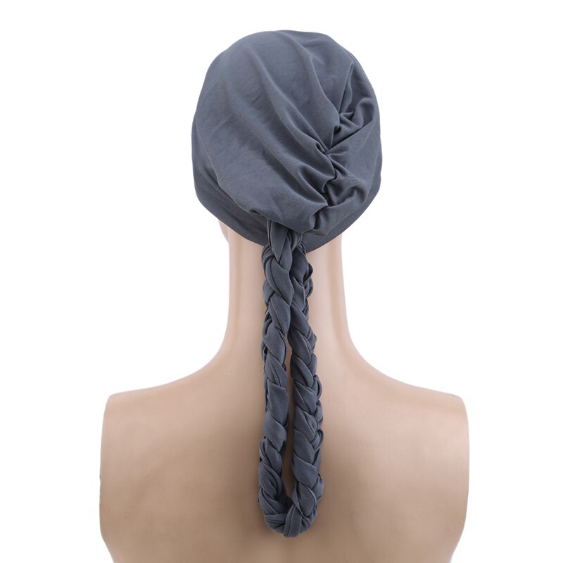 Gorra de estilo africano, sombrero, accesorios para el pelo turbante musulmán de estilo africano, Bandanas trenzadas sólidas de para mujer