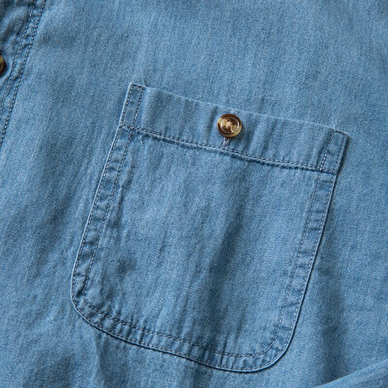 Denim Blue Shirt Men Clothing