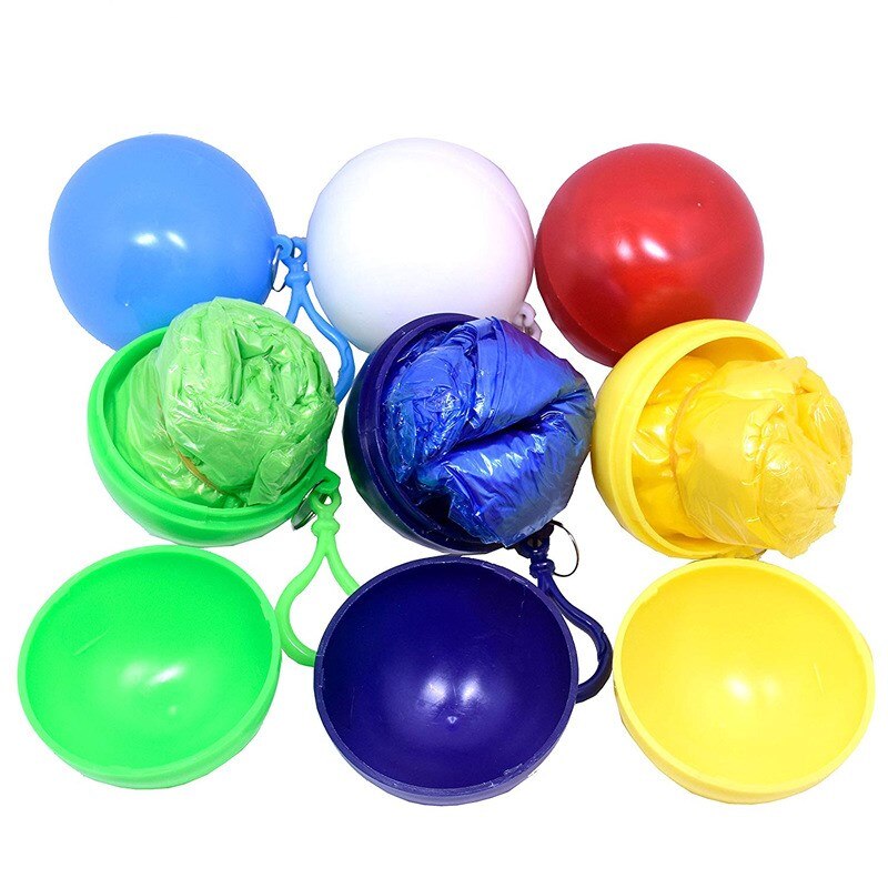 Chubasquero desechable portátil para hombre y mujer, llavero con bola, Poncho, capa impermeable, 6 colores