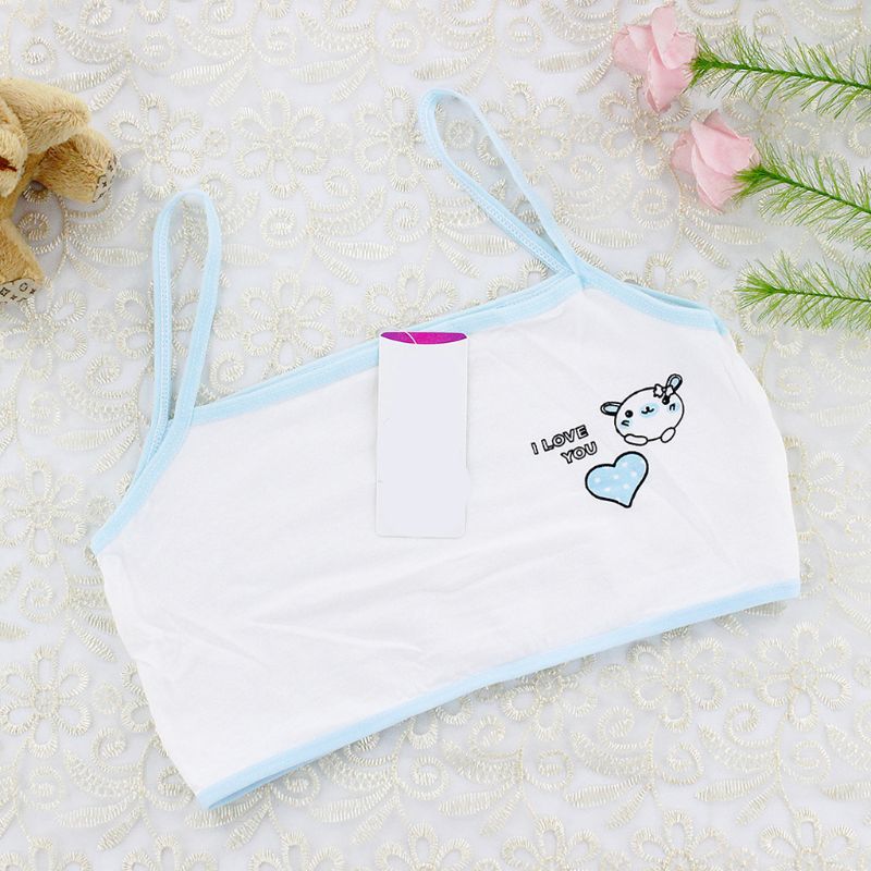 Puberteit Jonge Meisjes Training Beha Cartoon Bear Heart Print Katoenen Ondergoed 6-14T 24BE