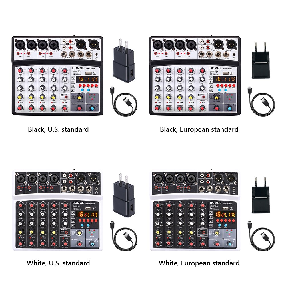 BMG-06D 6 Channels Mixing Console 16 DSP Bluetooth-compatible Audio Mixer USB Interface 48V Audio Equipment