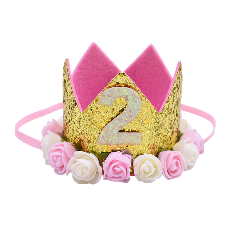 Gelukkig Eerste Verjaardagsfeestje Hoeden Decor Cap Een Verjaardag Hoed Prinses Kroon 1st 2nd 3rd Jaar Oude Nummer Baby Kids haar Accessoire: B03