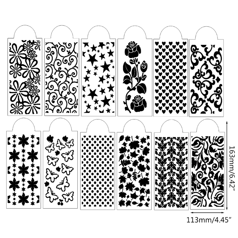 12pcs DIY Star Heart Drawing Stencils Templates Embossing Paper Card Painting Scrapbooking Stamp Album Decoration