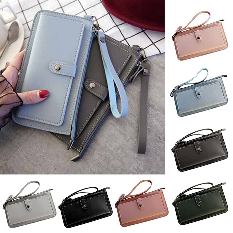 Cartera larga de cuero para mujer, monedero con de cartera, Clutch de para mujer, titular de la tarjeta femenina, Carteras estándar,