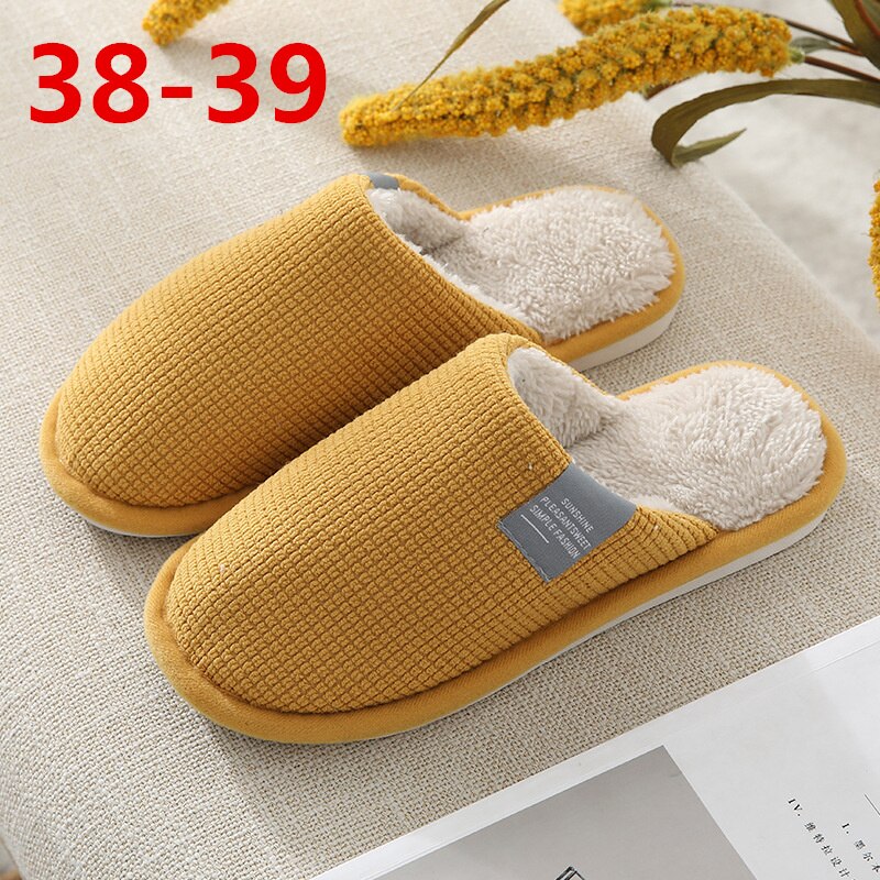 Xiaomi Cotton Slippers Couple Winter Warm Slippers Male Home Indoor Non-slip Platform Slippers for Women Men: Yellow 38-39