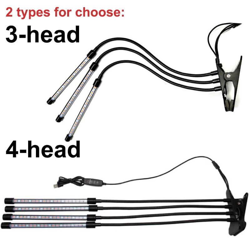 Usb-timer, 3/4- kops led-kweeklamp, fytolamp, kweektent voor binnen, kweekkast, cultivo, gele clip, zonlicht, volspectrum, plantengroeilamp