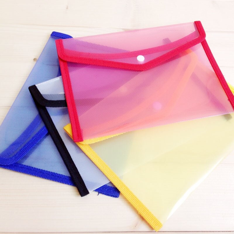 4pcs/Set Transparent Colorful Plastic A5 Capacity Document Document Card Holder Receive Bag Concise Filing Paper Storage Office