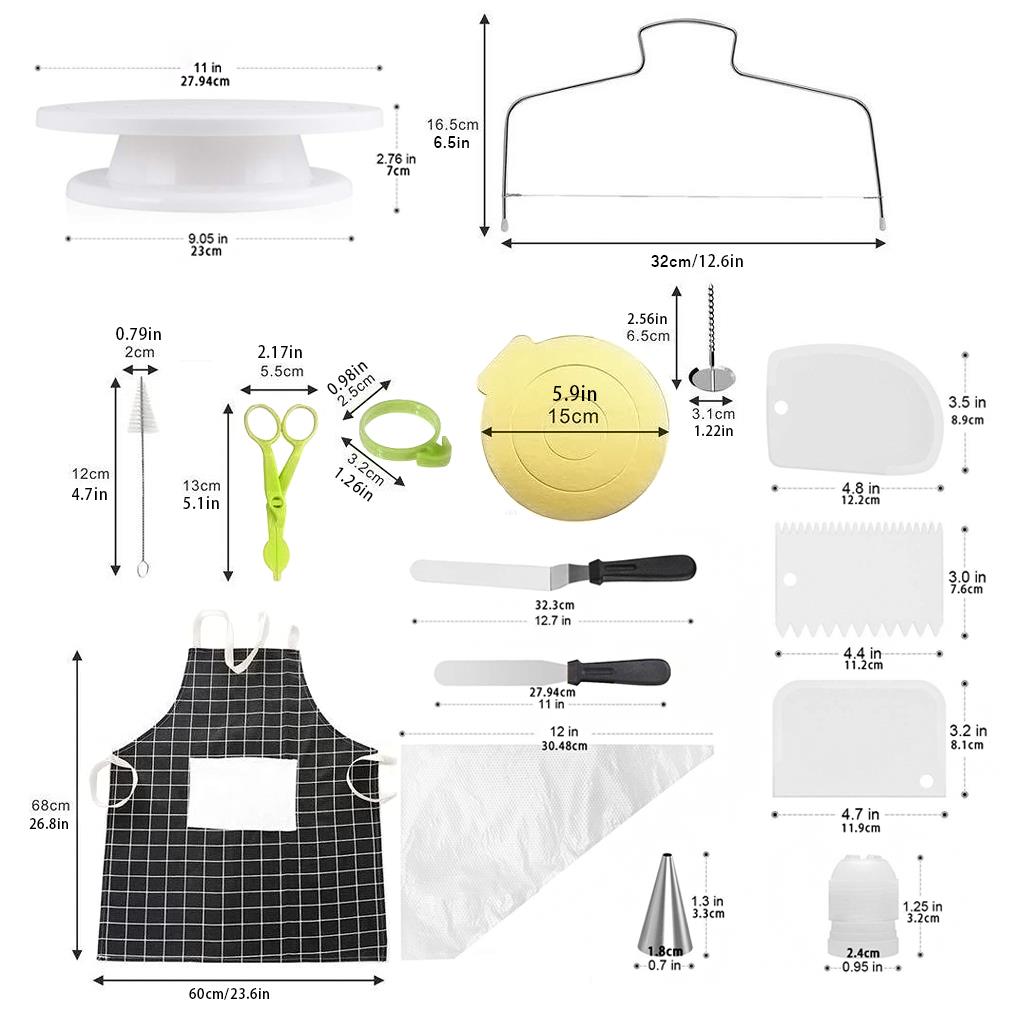 127pcs Cake Decorating Tools Kit Household Apron Icing Tips and Bags with Turntable Piping Nozzles