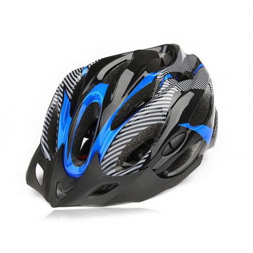 Carbon Fiber Shockproof Adjustable Mountain Bike Bicycle Cycling Helmet: Blue