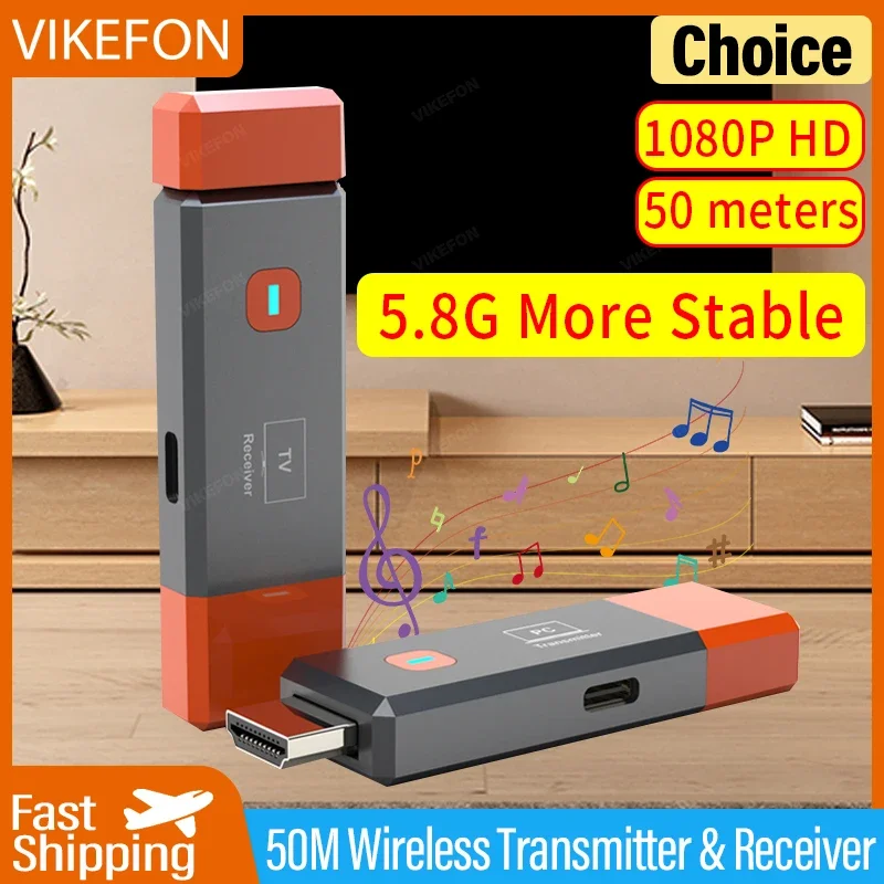50M Draadloze Hdmi Video Zender Ontvanger Kits Hdmi Extender Adapter Tv Stick Dongle 1080P Voor Monitor Projector Laptops Pc
