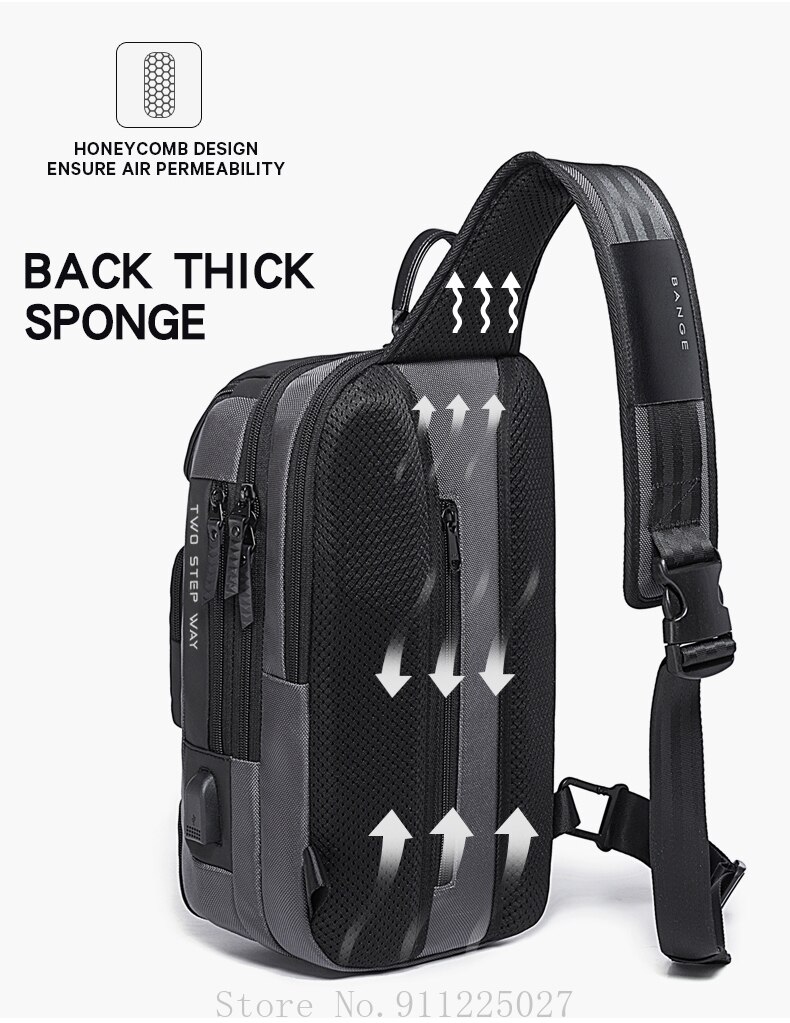 Xiaomi Cross Body Shoulder Sling Bag Waterproof USB Charging Chest Packs Men Sports Outdoor Leisure Crossbody Trip Pack