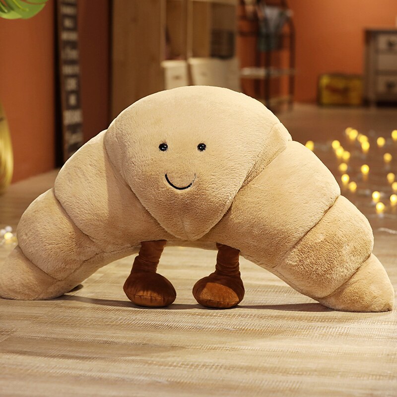 18~70cm Smiling Stuffed Croissant Bread Pillow Soft Food Seat Cushion Home Sofa Chair Decoration Children: 36cm brown