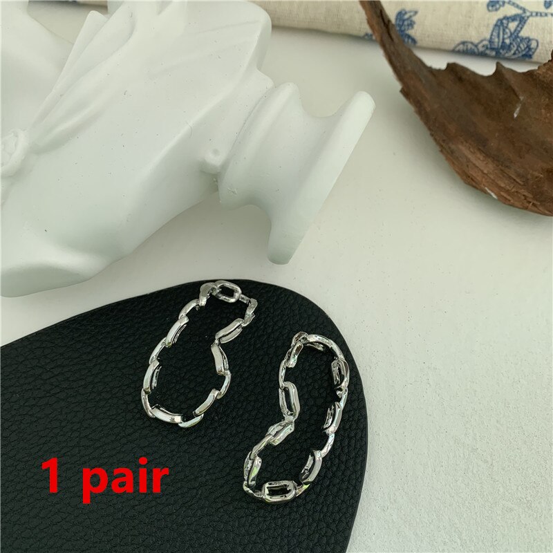 HUANZHI Geometric Chain Curved Metal Clip Earrings Ear Bone Clip Without Piercing for Woman Men Jewelry: 8 one pair