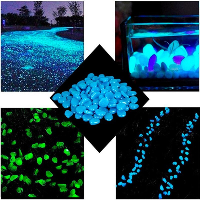 50 Pcs Stone Glow In The Dark Garden Aquarium Luminous Decor Pebbles Rocks for Walkways Garden Path Patio Lawn Garden Yard Decor