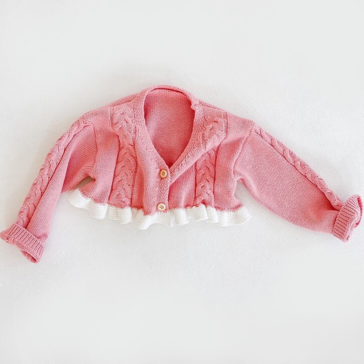 Bonito rosa da criança cardigan camisola da menina do bebê jaqueta de algodão outerwear moda 3 6 9 12 18 24 meses roupas recém-nascidas obs214862: Cardigan / 66cm (0-6Month)