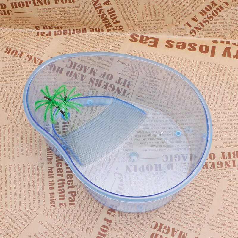 Turtle Habitat Lake Terrapin Reptile Aquarium Tank with Platform Plants Z07