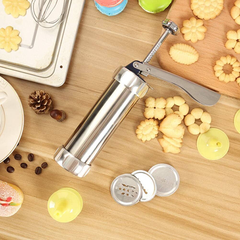 Cookie Press Making Mahine Kit for DIY Biscuit Maker Set with 20 Cookie Discs 4 Nozzles Baking Tool Decorating Baking Tools