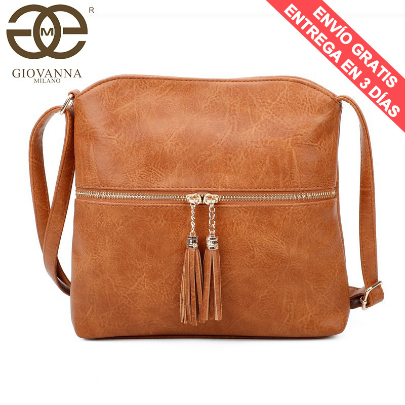Bolsa feminina transversal, bolsa feminina transversal com alça ajustável pu e borlas liso design simples xx25