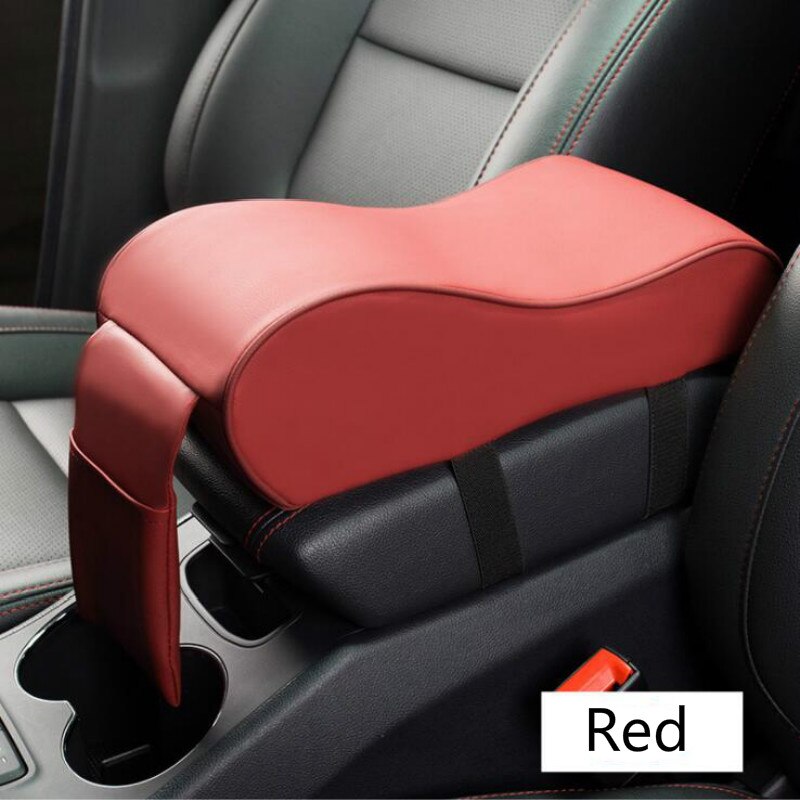 Coussin d'accoudoir Central de voiture en cuir noir, repose-bras de Console centrale automatique, boîte de siège, tapis de coussin, housse d'oreiller, style de protection du véhicule: Red